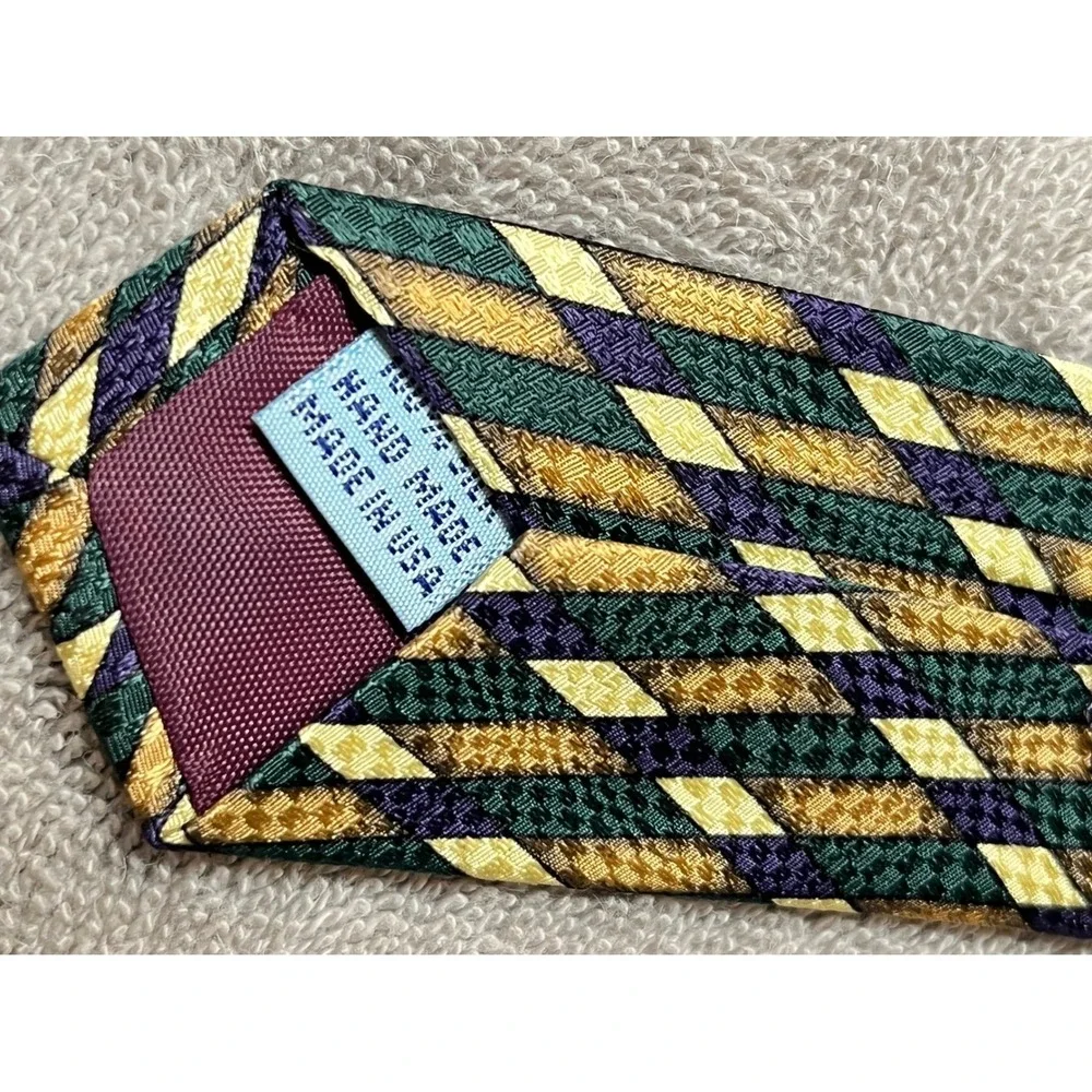 Vintage Abercrombie Fitch USA Silk Wide Geometric Designer Necktie 90s‎